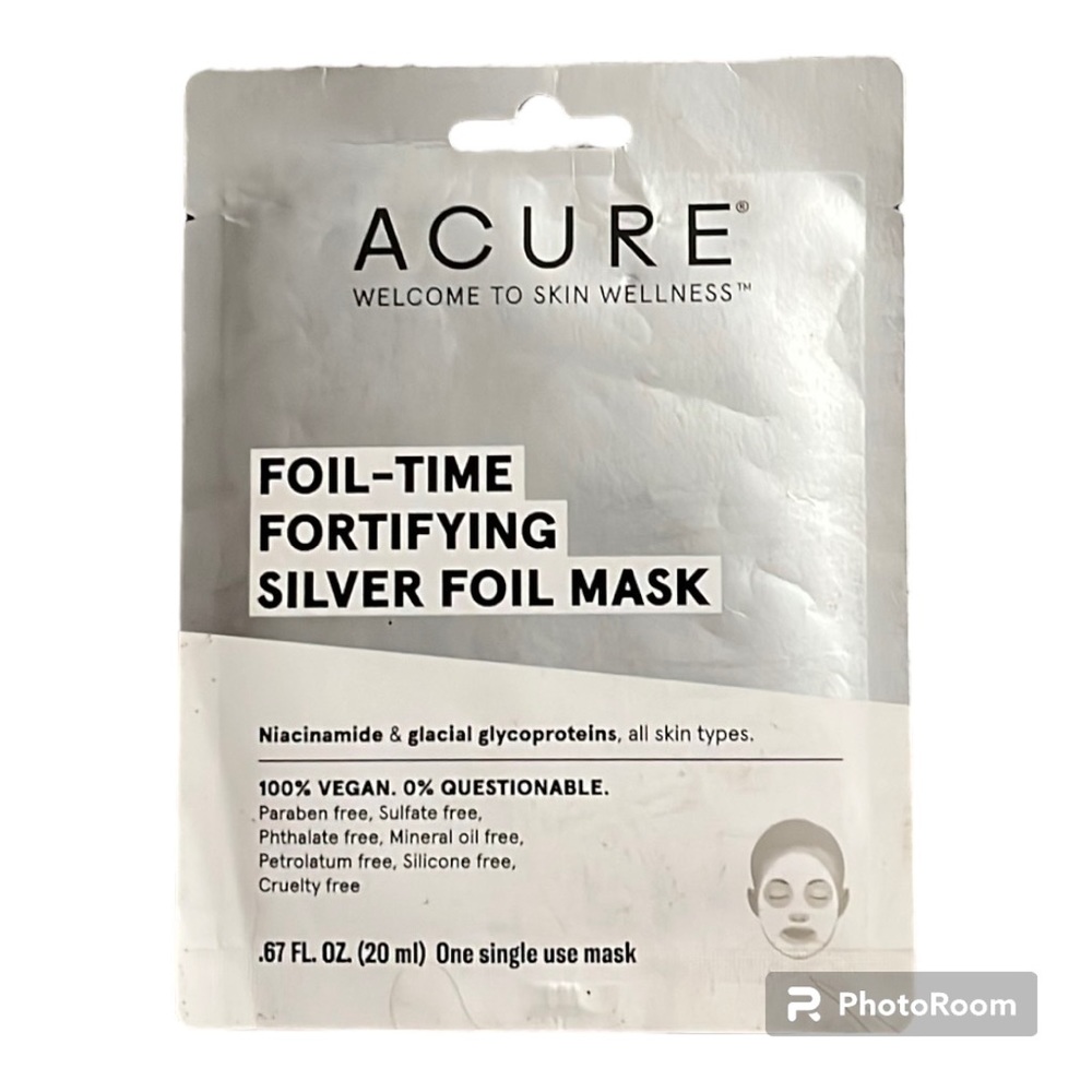 NWT | Face Mask | Foil-Time Fortifying Silver Foil Mask | ACURE